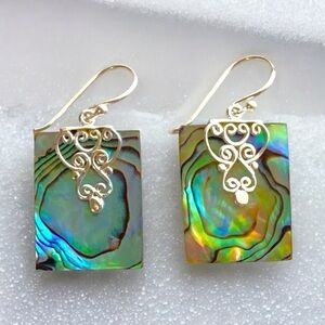 Sterling 925 Silver Abalone Wire Earrings